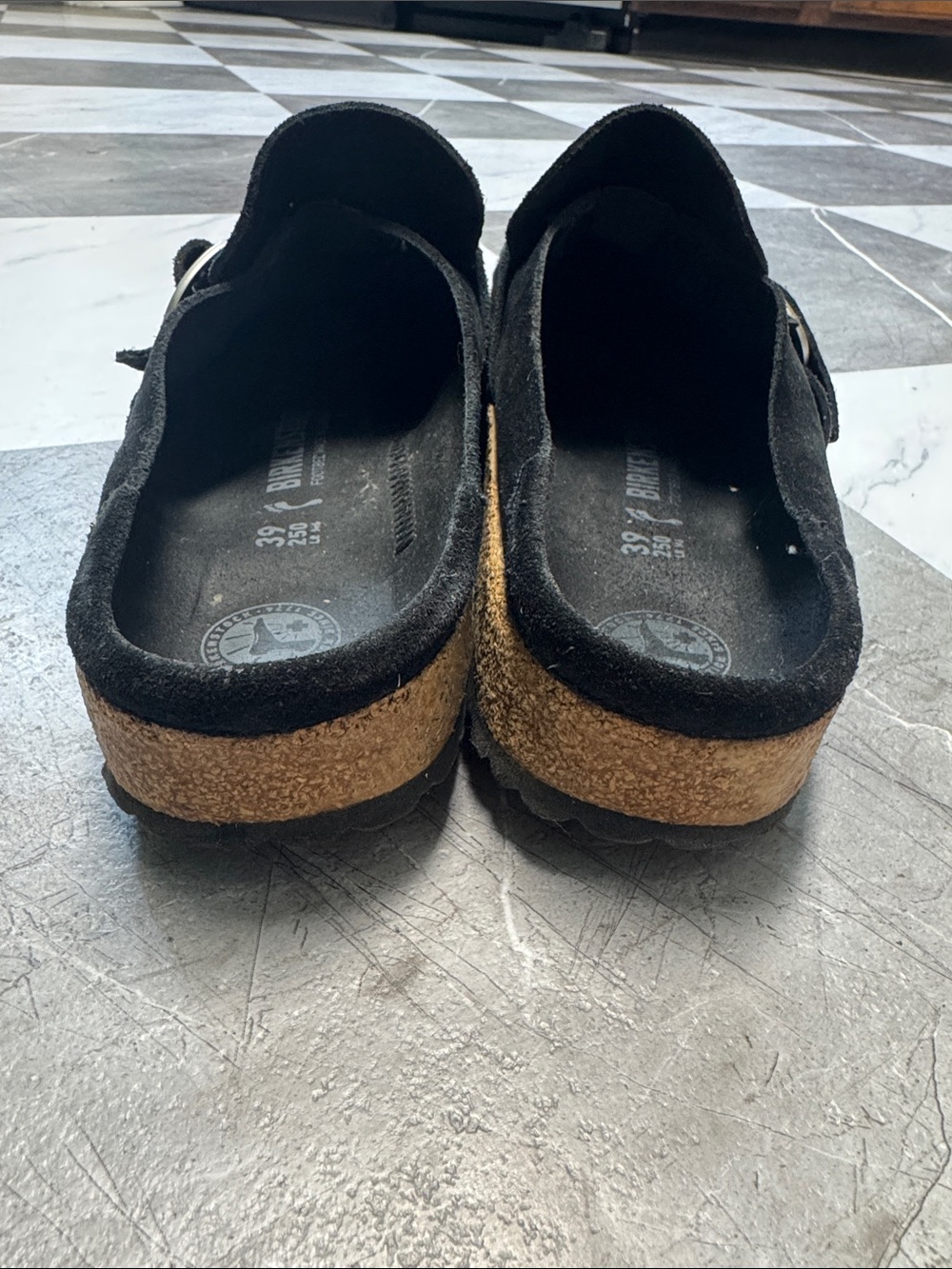 Birkenstock Buckley Black Suede Buckle Clog Mules - Picture 3 of 6